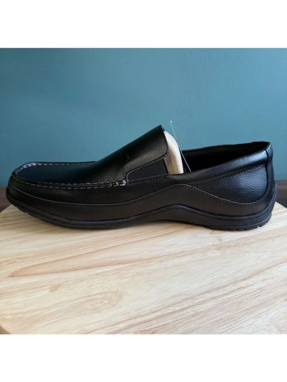 Tommy Hilfiger Mens Loafers 13W Black Leather Slip-On Drivers